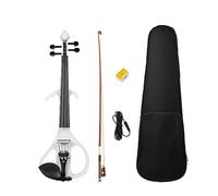 4/4 Violino Elettrico Bianco Set Ebano Raccordi Cordiera Tastiera Mentoniera Con Arco Cavo Audio Bianco Studente Violino