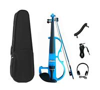 4/4 violino silenzioso elettrico violino in legno massello per principianti di prestazioni professionali per adulti con mentoniera custodia per violino cavo audio auricolare (Color : Blue)