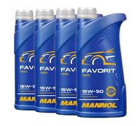 4 (4x1) Litro Mannol SAE 15W-50 Favorit / Api Sl / Cf/CF-4 Olio Motore