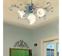4/5/6 Responsabile Creativo Floreale Soggiorno Lampada Da Soffitto Luce Pastorale Rustico in Ceramica Rosa A Filo Montaggio A Soffitto Luce Per Sala Da Pranzo Camera Del Soffitto, 110-240V,4 Head