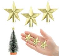4.5 cm Stella per Albero di Natale, Mini Christmas Tree Topper, Puntale Albero di Natale Piccolo, Mini Stelle per la Decorazione del Piccolo Albero di Natalizie (4.5cm-Lucido: Oro)