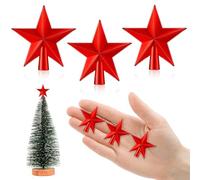4.5 cm Stella per Albero di Natale, Mini Christmas Tree Topper, Puntale Albero di Natale Piccolo, Mini Stelle per la Decorazione del Piccolo Albero di Natalizie (4.5cm-Lucido: Rosso)