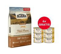 4,5 kg ACANA Wild Prairie cibo per gatti senza cereali + 6 x 70 g mousse poll...