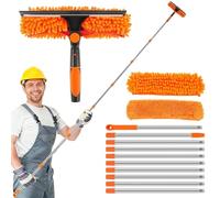 4,5 m tergicristallo con asta telescopica, set 2 in 1 con 10 barre di prolunga, 2 panni in microfibra e estrattore di gomma, tergicristallo telescopico per bagno, doccia, vetro, specchio, auto