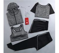 4-5 Pezzi Yoga Donna Set Giacca Maglione Sport Reggiseno Workout Legging Tuta