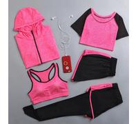 4-5 Pezzi Yoga Donna Set Giacca Maglione Sport Reggiseno Workout Legging Tuta