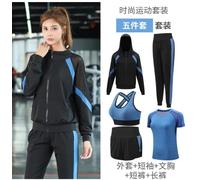 4-5 Pezzi Yoga Donna Set Giacca Maglione Sport Reggiseno Workout Legging Tuta