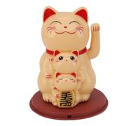 4.5" Solar Powered Smiling Cat Ornament, Hand Waving Lucky Cat Ornament