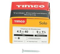 4.5 X 40mm Pozidriv Doppio a Testa Svasata Zp Solo Truciolare Viti Legno 200 Set