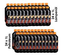 (4,58€/1l) Set 24 L lampada petrolio lampada cherosene olio lanterna Flameup