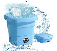 4.5L Lavatrice Portatile, Mini Lavatrice, Biancheria Pieghevole con Cesto di Scarico, 3 Modalità di Pulizia, per Biancheria intima, calze e piccoli oggetti da Viaggio (Blu)