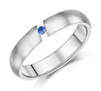 4.5mm Donna Titanio Fidanzamento Anello a Pressione Set Blu Zaffiro Unisex