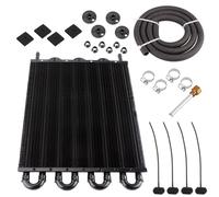 -4/6/8 file Kit radiatore olio Radiatore Piastra in alluminio e aletta Radiatore olio Convertitore radiatore automatico Oil Cooler Engine Radiator(8 Row Black)