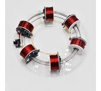 4/6 Coil Ring Electromagnetic Accelerator, DIY Physics Aid Model, 24v Brushless Cyclotron Motor, for Experimental Teaching Equipment, Desk Toy, Scientific(Six coils)