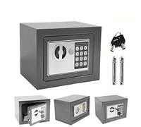 4,6 L Cassaforte a Muro Elettronica, Cassaforte in Metallo con Codice e 2 Chiave, Montaggio a parete o a pavimento, per casa, ufficio, hotel, 23x17x17cm, Grigio