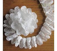 4,6 m Hollow chiffon pieghe organza smerlato Lace Edge Gathered Trim nastro 35 mm larghezza bordo bianco passamanerie tessuto vintage ricamato applique cucito artigianale abito da sposa vestiti