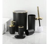 4/6 pezzi Set da bagno, Accessori per il bagno dell'hotel, Pattumiera, Portaspazzolino, Dispenser per bottiglie, Portasapone, Scopino per WC, Supporto per tamponi di pulizia, Decorazione per il bagno 