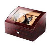 4+6 Scatola di avvolgitore per Orologio Automatico - 4 Batteria in Legno Silent Watch Watch Box Watch Watch Orologi Boxes Winders Storage Case Red Red