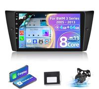 4+64G 8 Core Car Radio para BMW E90 E91 E92 E93 2005-2013 - 9 Pulgadas Android Stereo con Inalámbrico Carplay y Android Auto & 32EQ DSP + AHD Cámara de visión trasera&Mic