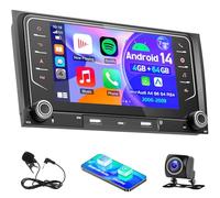 4+64G Autoradio Android 14 per Audi A4 B6 S4 RS4 2000-2009 con Carplay Android Schermo Auto 7 Pollici Mirror Link Bluetooth FM/RDS WiFi GPS DAB+ SWC Telecamera Posteriore Microfono