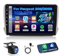 [4+64G] Autoradio Android per Peugeot 208/2008 2012-2018 con Wireless Carplay e Android Auto - Autoradio Touchscreen da 10.1 Pollici IPS 1280 * 720P con AI DSP, EQ, SWC, GPS+ Telecamera di Backup AHD