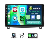 4+64G Autoradio per Peugeot 407 2004-2008 con 9 Pollici IPS Touchscreen,Wireless Carplay/Android Auto GPS Bluetooth FM/AM SWC Fotocamera di Riserva