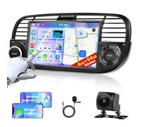 4+64G Carplay Autoradio per F-iat 500 2008-2015 con Wireless Android Auto, Motorsi Bluetooth Car Stereo Schermo Android 13 con GPS/WiFi/RDS/FM/SWC/USB/Mirror Link+AHD/CVBS Telecamera Posteriore + Mic