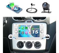 【4+64G】Hodozzy Autoradio Carplay per Ford Transit Fiesta Focus avec USB/Type-C, Ford Autoradio Bluetooth da 7 Pollici con Android Auto/GPS/WiFi/32 EQ/FM/RDS/SWC+Telecamera Posteriore,Argento