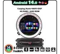 4+64GB Android 14 Autoradio CarPlay BMW Mini One Cooper S R56 Countryman GPS DVD