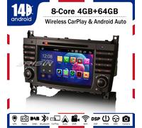 4+64GB Android 14 GPS Autoradio Mercedes Benz Classe C/CLC/G W203 W463 Carplay
