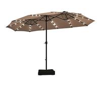 4.6M Solar 36 LED Double-Sided Outdoor Extra Large Crank Parasol, Protect You from Sun And Rain Patio Umbrella