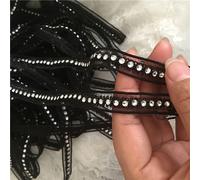4.6m Strass Pizzo Bordo Fai Cucito Nastro Bordatura Decorazione Craft 13mm Ampio