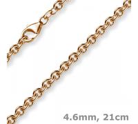 4,6mm Bracciale Catena Rotonda 750 Oro Rosso,21cm Unisex,Fascia da Braccio D'Oro