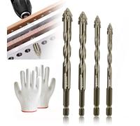 4/6Pcs New Four-Flute Sawtooth Eccentric Drill Bit, Four-Edged Serrated Eccentric Drill, Multifunction Drill Bit Set, High Hardness Skewed Head Eccentric Drill Bits, 6/8/10/12mm