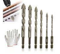 4/6Pcs New Four-Flute Sawtooth Eccentric Drill Bit, Four-Edged Serrated Eccentric Drill, Multifunction Drill Bit Set, High Hardness Skewed Head Eccentric Drill Bits, 4/5/6/8/10/12mm