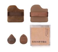 4/6x Cioccolato Biscotto Polvere Soffio Con Supporto Dito Cinghia Dita Trucco Spugna Pad Per Crema Correttore Ombretto