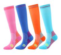 4/7 Paia Calze A Compressione Per Uomo E Donna Calze Elastiche A Compressione Graduata Per Sportive, Corsa, Escursioni, Ciclismo, Medici, Viaggi In Aereo (B- 4 Paia,XXL)