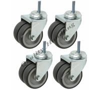 4 - 75mm 7.6cm Doppio Ruota Gomma Bullone Foro Girevole Rotelle Attacco,Set Di 4