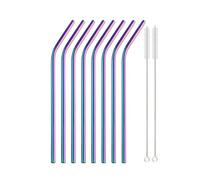 4/8 pezzi cannucce riutilizzabili in acciaio inossidabile in metallo for frullati succhi cocktail(Rainbow 10Pcs)