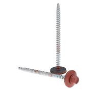 4.8 x 100 mm, viti per tetti multicolore autoforanti a testa esagonale (RAL8004 Marrone rame) con rondella di tenuta in EPDM, vite per tetti in lamiera zincata antiruggine 50 pezzi