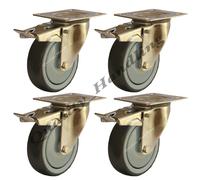4 - 80mm Acciaio inox gomma frenati rotelle 100kg ogni resistente non lascia