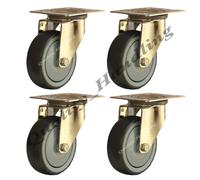 4 - 80mm Acciaio inox gomma ruote girevoli 60kg ogni resistente non lascia segni