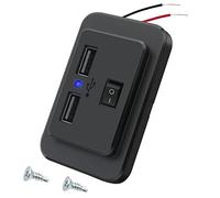 4.8A Dual USB Caricabatteria da auto con interruttore, adattatore 12 V/24 V Power USB Pannello di ricarica rapida con LED per barca, SUV, roulotte, camper, camion, marina
