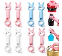 4/8PCS Multifunctional 4-in-1 Bunny Bottle & Jar Opener,Bottle Opener，8PCS | Portable Beer Bottle Opener,Contoured Non Slip Grip Shaper for Weak Hands,Easy Grip & Easy Open,for Beer Bottles Cans & Jars