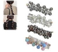 4/8Pcs No Damage Soft Elastic Spiral Hair Ties, Pearl Twisted Hair Wire Pony Hairwire, Spiral Telephone Cord Scrunchies for Ponytails for Women & Girls (4Pcs-A)