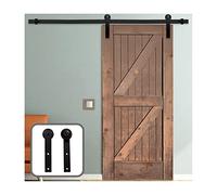4-9. 6ft. Sliding Barn Door Kit hardware gancio con cinturino in acciaio nero Armadio for porta a rulli for singola Liscio, silenzioso(6.6FT 2000mm)