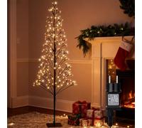 4,9 FT albero artificiale esterno contiene 27 LED bianco caldo lampeggiante lampadina - 216 LED Pre lit decorazione natalizia albero luci con timer (luce lineare)