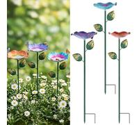 4 abbeveratoi per api da giardino, abbeveratoio per insetti, diametro 8 cm, con spina di messa a terra, in metallo, colorato, a forma di fiore, per api sete, farfalle, impollinazione (stile 3)