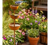 4 abbeveratoi per api da giardino, abbeveratoio per insetti, diametro 8 cm, con spina di messa a terra, in metallo, colorato, a forma di fiore, per api sete, farfalle, impollinazione (stile 4)