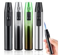 4 accendini a fiamma jet, ricaricabili, regali per uomini, accendino tempesta, antivento, lungo, per candele, barbecue, cucina, camino (senza gas)